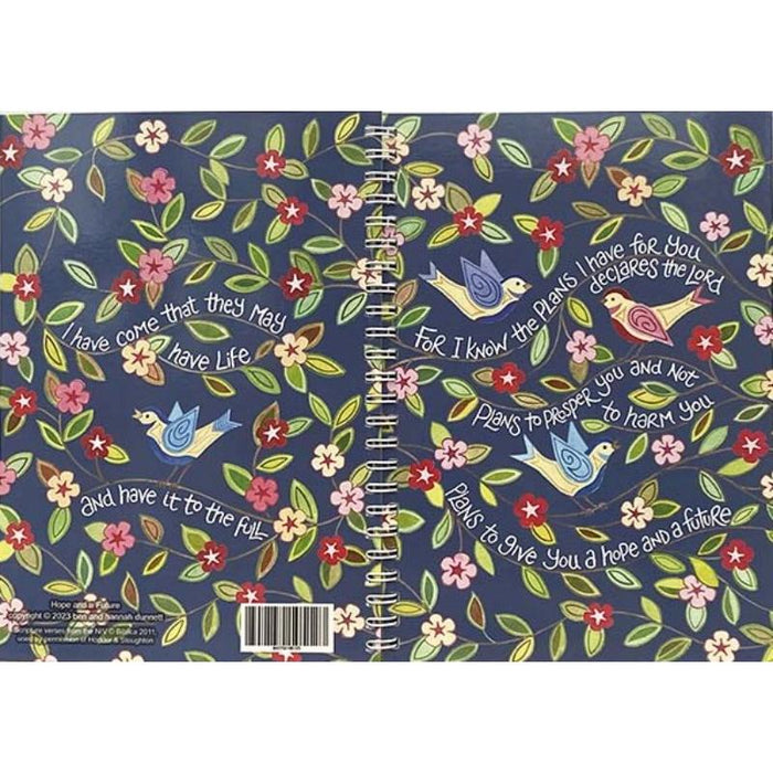 Hope and a Future - Notebook With Bible Verses On Front and Back Covers - 120 Plain Pages, A5 Spiral Bound