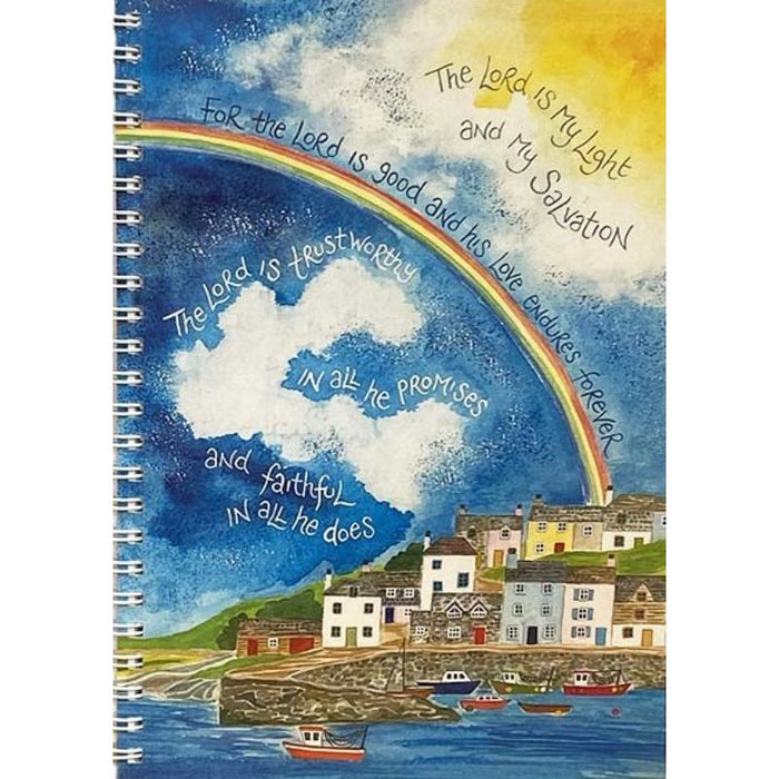 Light of the World - Notebook With Bible Verses On Front and Back Covers - 120 Plain Pages, A5 Spiral Bound