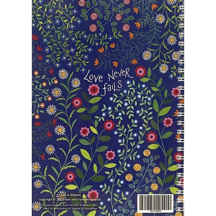 Love is Patient - Notebook With Bible Verses On Front and Back Covers - 120 Plain Pages, A5 Spiral Bound
