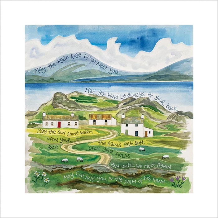 May God Hold You - Greeting Card With Irish Blessing Prayer - Original Artwork by Hannah Dunnett