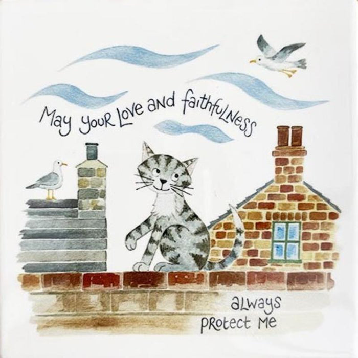 May Your Love and Faithfulness Protect Me - Ceramic Coaster With Bible Verse, Size 10cm Square