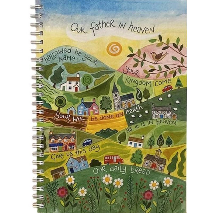 Our Father in Heaven - Notebook With The Lords Prayer On Front and Back Covers - 120 Plain Pages, A5 Spiral Bound
