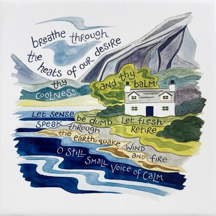 Small Voice of Calm - Hannah Dunnett Ceramic Coaster, Size 10cm Square
