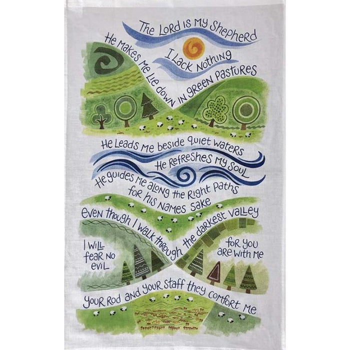 The Lord Is My Shepherd - 100% Cotton Tea Towel With Inspirational Verse - Size 75cm x 47cm