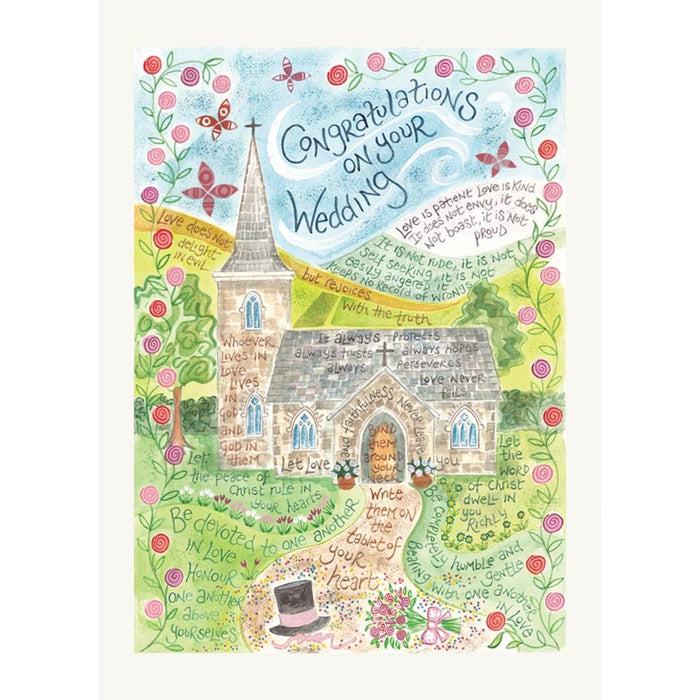 Congratulations On Your Wedding - Greeting Card With Bible Verses A5 Size - Original Artwork by Hannah Dunnett