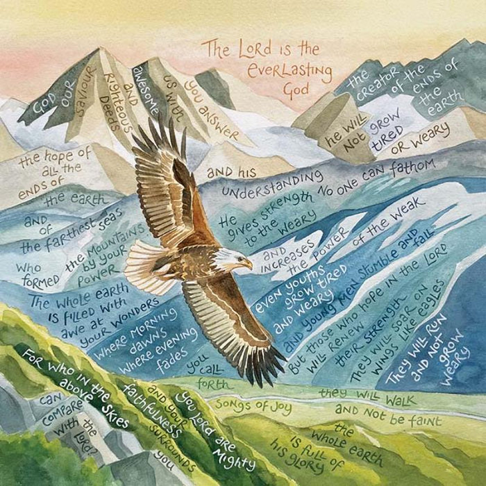 Wings Like Eagles - Greeting Card With Bible Verses - Original Artwork by Hannah Dunnett