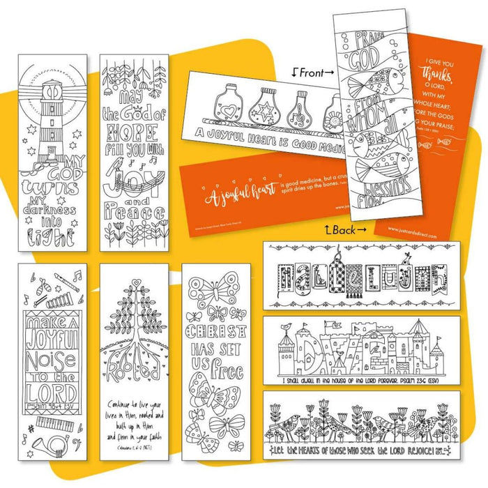 10 Images of Joy: Colouring Bookmarks With Bible Verses On The Reverse, by Jacqui Grace