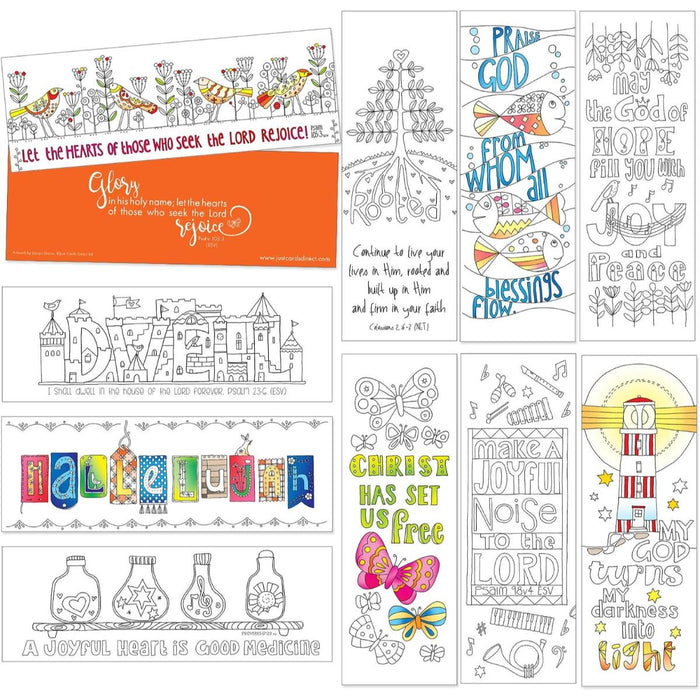 10 Images of Joy: Colouring Bookmarks With Bible Verses On The Reverse, by Jacqui Grace