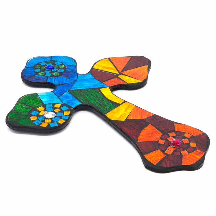 Jewelled Mosaic Cross - Fairtrade Handmade Cross, From Indonesia 33cm / 12 Inches High