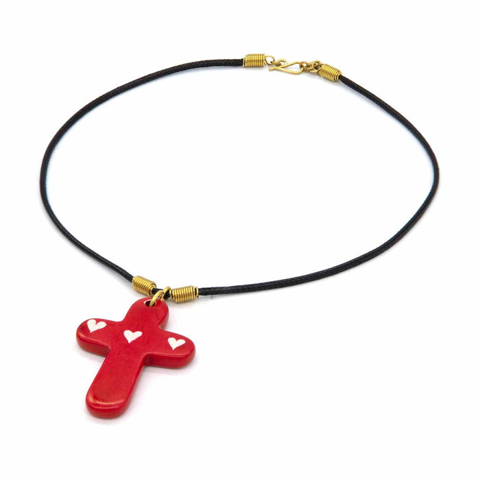 Soapstone Cross Pendant Necklace, Available in 2 Colours - Handmade In Keyna