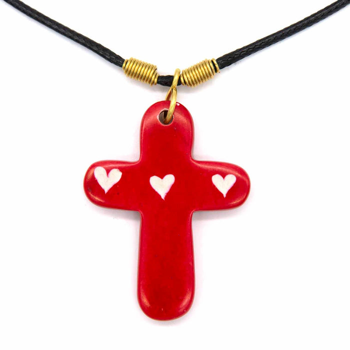 Soapstone Cross Pendant Necklace, Available in 2 Colours - Handmade In Keyna