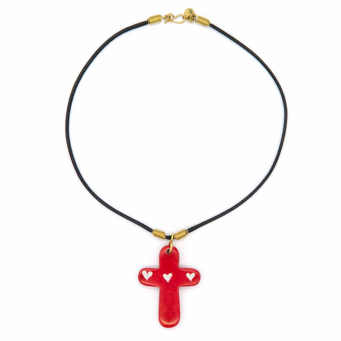Soapstone Cross Pendant Necklace, Available in 2 Colours - Handmade In Keyna