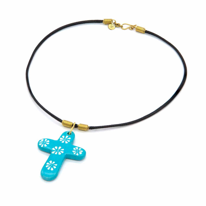 Soapstone Cross Pendant Necklace, Available in 2 Colours - Handmade In Keyna