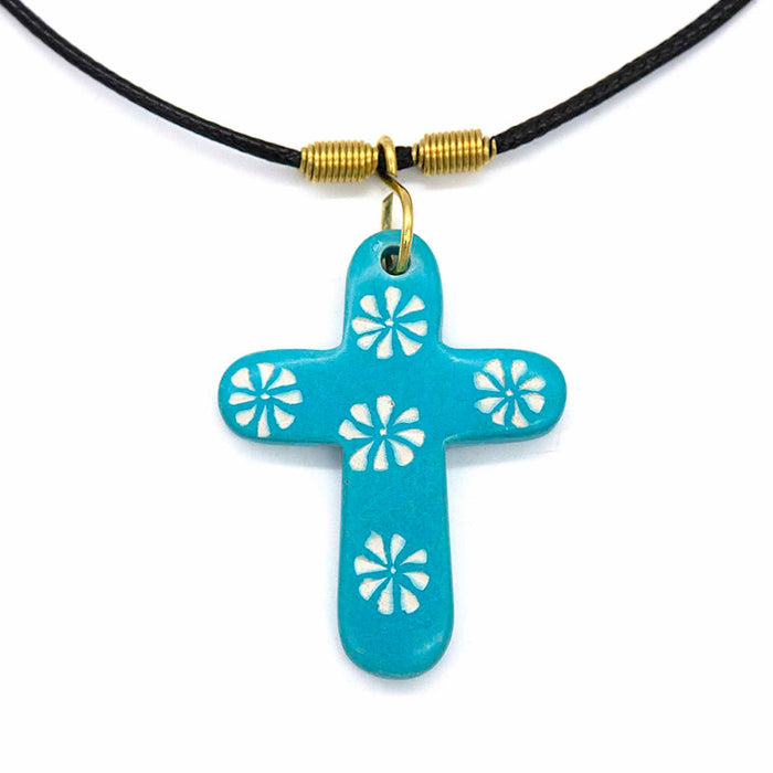 Soapstone Cross Pendant Necklace, Available in 2 Colours - Handmade In Keyna
