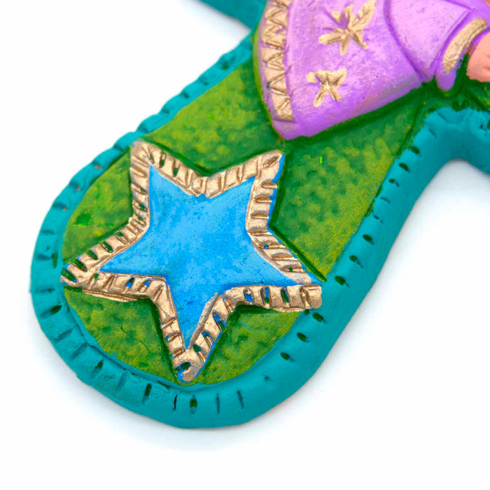 Angel Cross -  Handmade Fairtrade Ceramic Cross - Made by Mexican Artisans, Size 15cm High