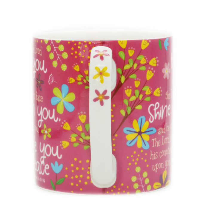 The Lord Bless You & Keep You, Gift Boxed Pink Bone China Mug With Bible Verse Numbers 6: 24-26 Size 9cm / 3.5 Inches High