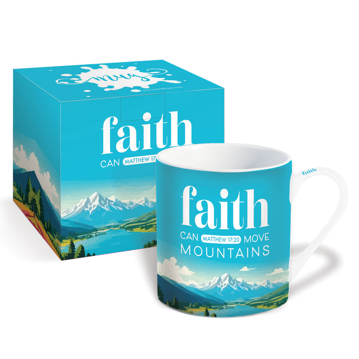 Faith - Gift Boxed Bone China Mug With Bible Verse - Size 9cm / 3.5 Inches High