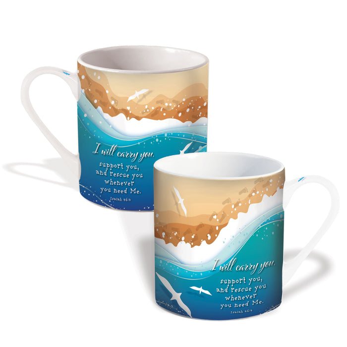 Footprints - Gift Boxed Bone China Mug With Bible Verse - Size 9cm / 3.5 Inches High