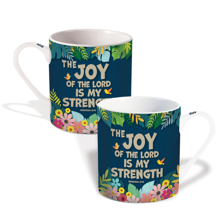 The Joy Of The Lord - Gift Boxed Bone China Mug With Bible Verse - Size 9cm / 3.5 Inches High