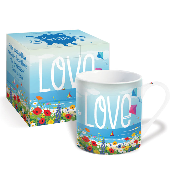 Faith, Hope and Love - Gift Boxed Bone China Mug With Bible Verse - Size 9cm / 3.5 Inches High