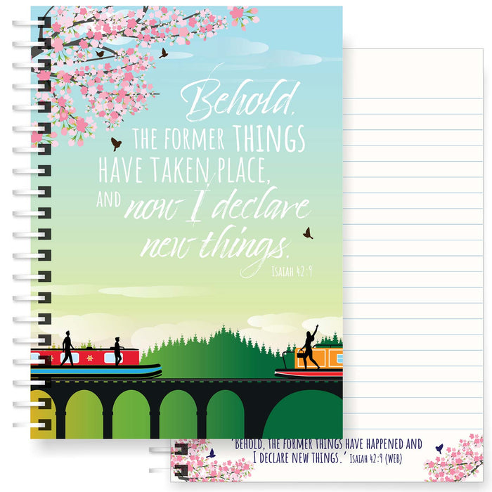 New Things, Christian Notebook 160 Lined Pages, Bible Verse Isaiah 42:9 - A5 Size