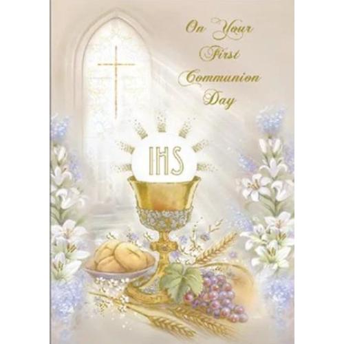On Your First Communion Day - Symbolic Design Greeting Card