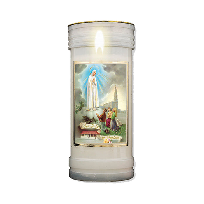 Our Lady of Fatima Prayer Candle, Burning Time Approximately 72 Hours, Case of 24 Candles
