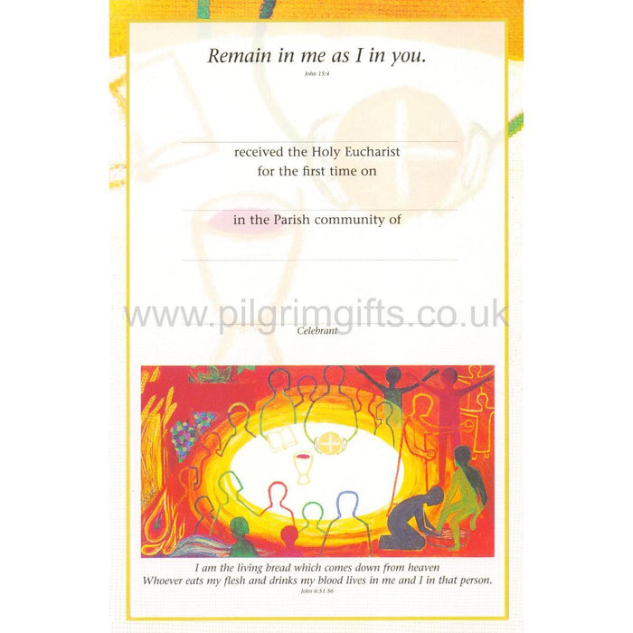 First Holy Communion Certificate - Sharing a Meal with Jesus, Available In 2 Pack Sizes, Designed at Turvey Abbey