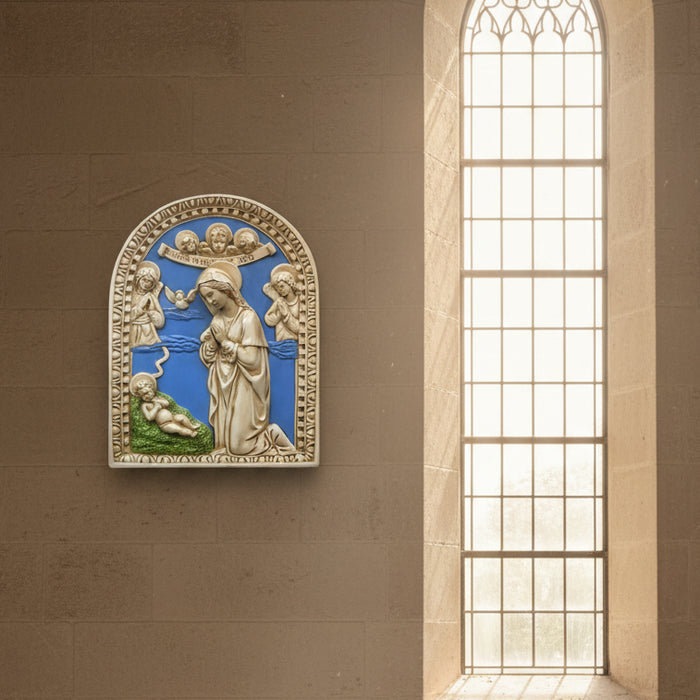 Gloria In Excelsis Deo - Nativity Della Robbia Ceramic Plaque 60cm / 23.75 Inches High