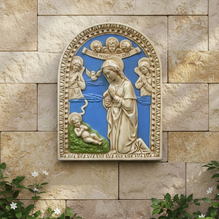 Gloria In Excelsis Deo - Nativity Della Robbia Ceramic Plaque 60cm / 23.75 Inches High