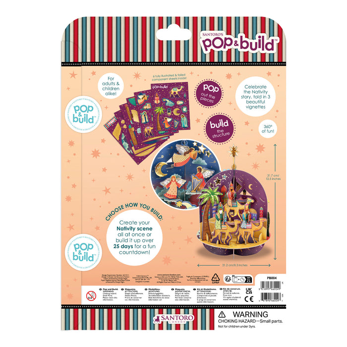 360° Nativity Scenes - Pop and Build 3D Advent Calendar - Height 31.7cm