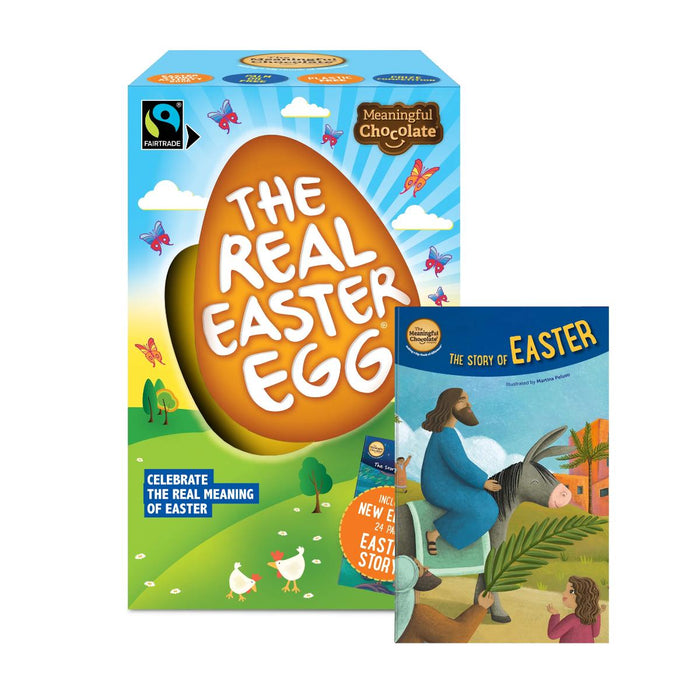 The Real Easter Egg 2026 - Twin Pack Fairtrade Milk Chocolate Eggs with Easter Story Activity Book - Available End of Jan