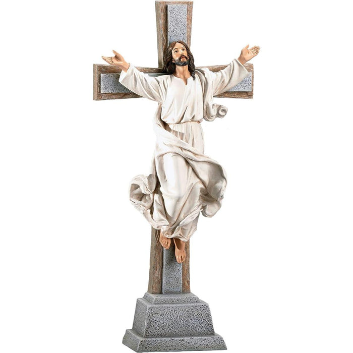 Risen Christ Cross (Christus Rex), 35cm / 14 Inches High Resin Cast Handpainted Figurine, by Joseph's Studio
