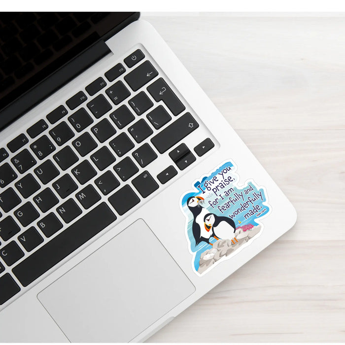 Wonderfully Made - Waterproof Vinyl Sticker With Bible Verse