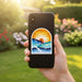 Arched sticker or print featuring a stylized seascape with blue and teal waves, white seagulls, a small sailboat, and the text 'TRUST IN THE LORD at all times' over an orange and yellow sun.