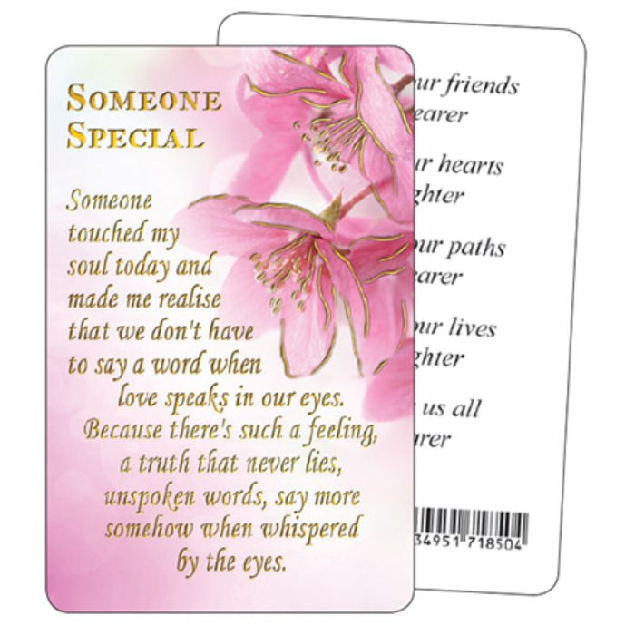 Someone Special, Laminated Prayer Card With Gold Embossed Text