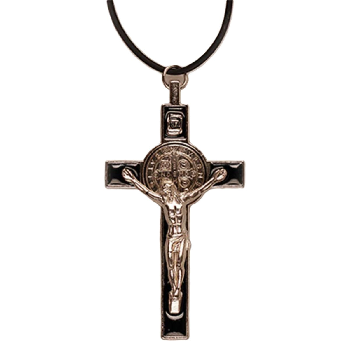 St Benedict Crucifix - Black Enamel 3 Inches / 7.5cm High With ...