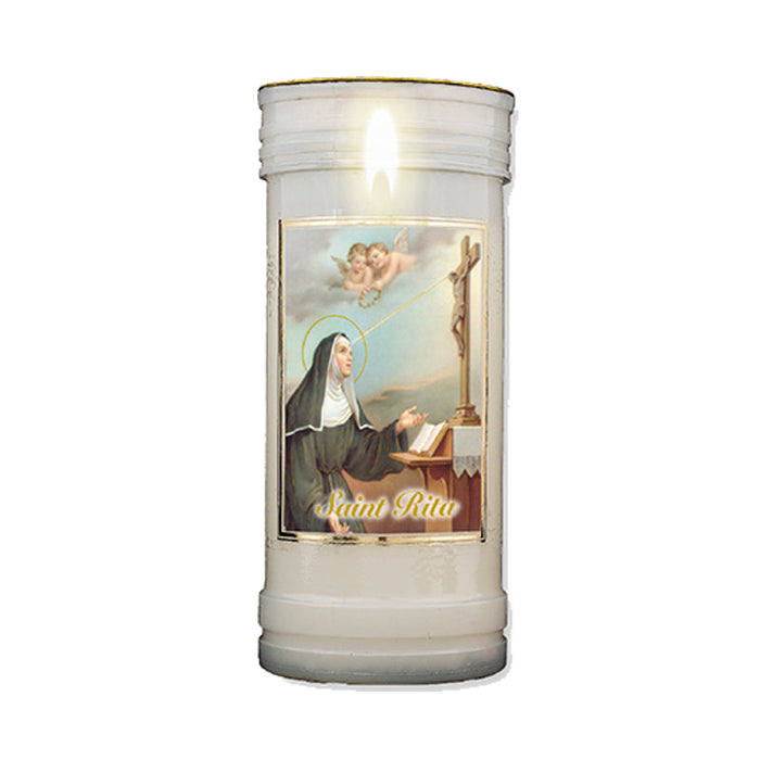 St Rita Prayer Candle, Burning Time Approximately 72 Hours, Case of 24 Candles