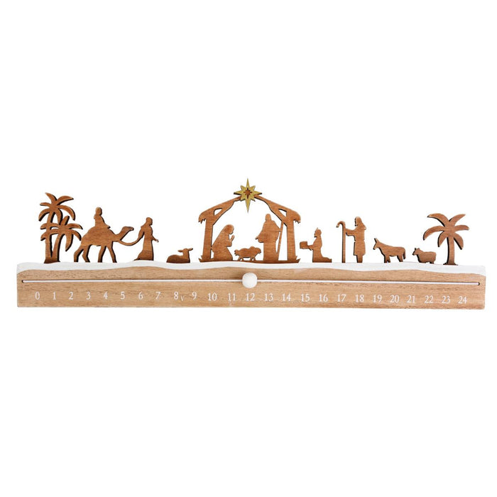 Wooden Nativity - Countdown Advent Calendar - 49cm / 19 Inches In Length