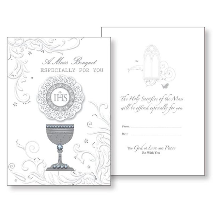 A Mass Bouquet Especially For You: Greetings Card, Silver Foil With Acrylic Glass Stones