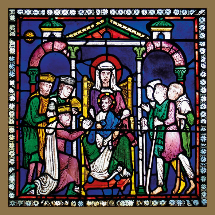 Adoration of the Magi and Shepherds: Stained Glass Window Canterbury Cathedral - Christmas Masterpieces - Pack of 8 Square Christmas Cards