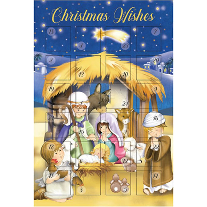 Advent Calendar Christmas Card With Easel Stand, Children's Nativity Stable Scene