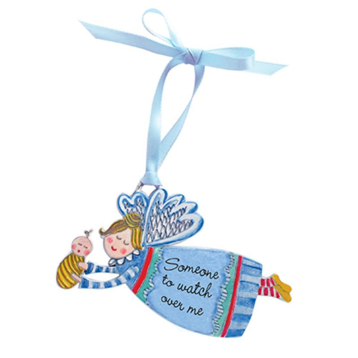 Angel Cradle Medallion For a Boy With a Hanging Ribbon, Size 11.5cm / 4.5 Inches Wide