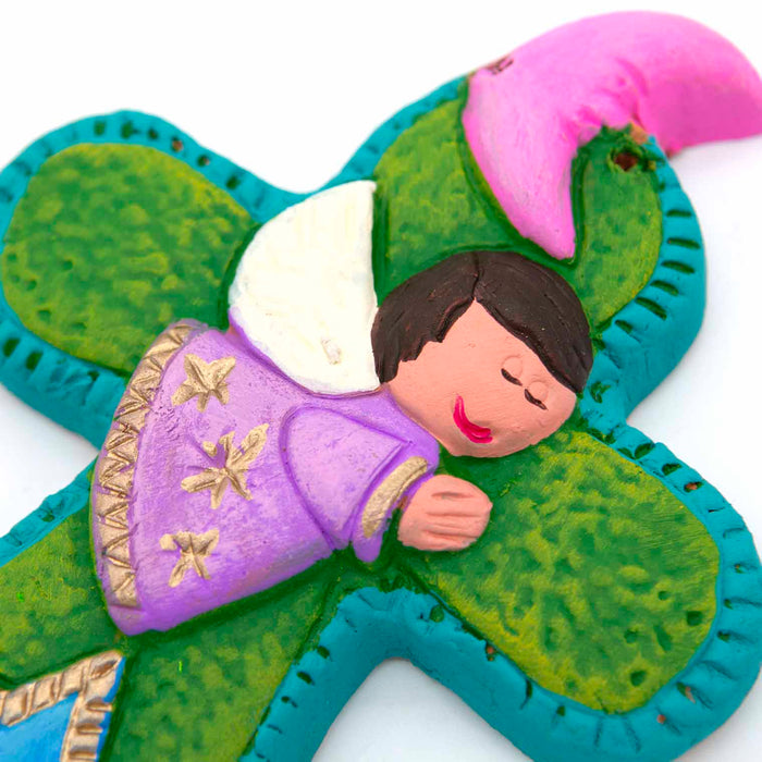 Angel Cross -  Handmade Fairtrade Ceramic Cross - Made by Mexican Artisans, Size 15cm High