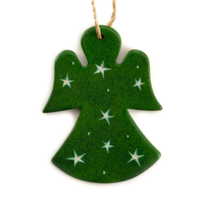 13% OFF Angel, Handcarved Green Coloured Soapstone With Engraved Star Pattern Design 7.5cm / 3 Inches High