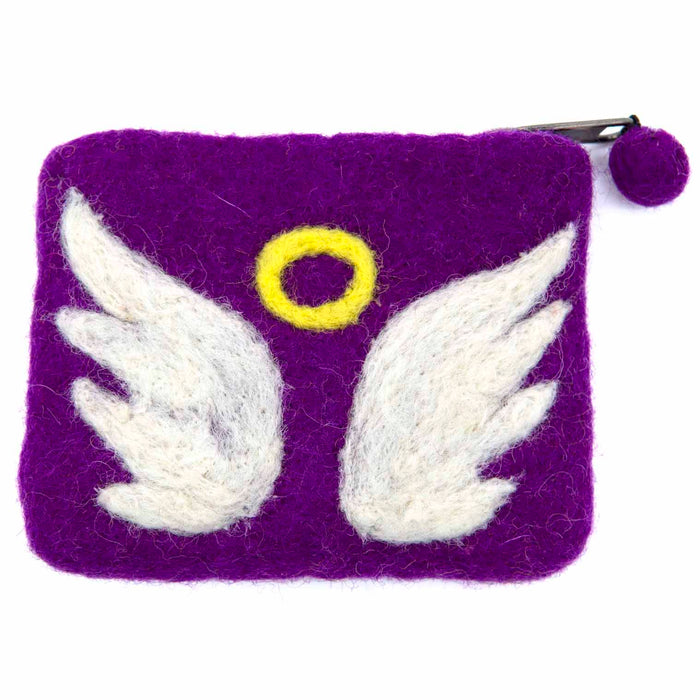 Angel Wings Felt Purse, Handmade In Nepal - Size 12cm Wide