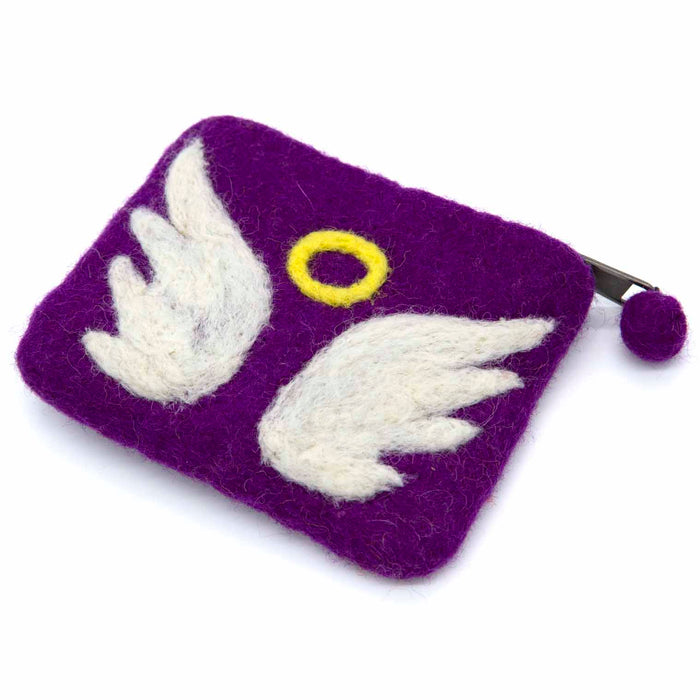 Angel Wings Felt Purse, Handmade In Nepal - Size 12cm Wide