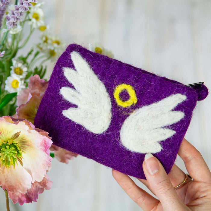 Angel Wings Felt Purse, Handmade In Nepal - Size 12cm Wide