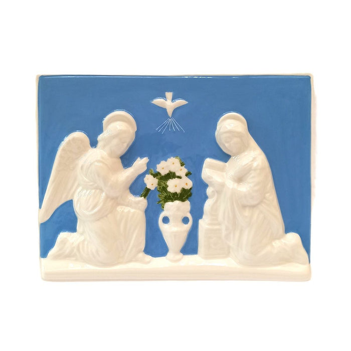 Annunciation Della Robbia Ceramic Plaque 20cm / 8 Inches Wide Plain Edge