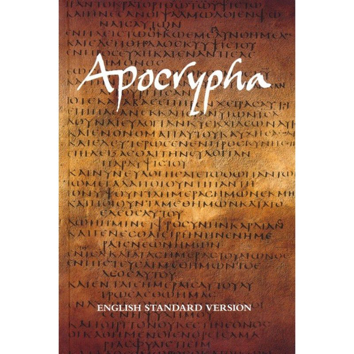 Cover of the English Standard Version Apocrypha, showing text in a vintage style layout, indicating the historical and spiritual nature of the content.